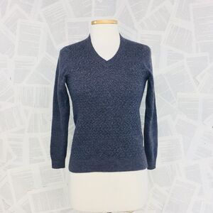 Gray Merino Wool Textured Sweater Top Small